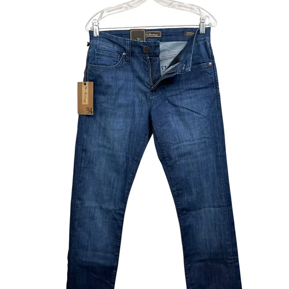 34 Heritage Mens Courage Jeans Straight Fit Mid Rise Zip Fly Blue Sz 28/34*
